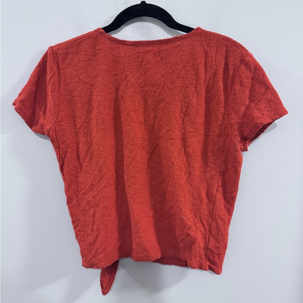 Madewell Spiced Cinnamon Texture & Thread Wrap Tie Crop Top. Size S - Picture 2 of 15